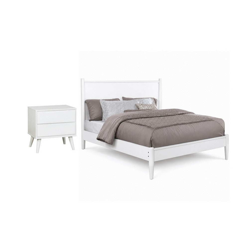 Full Bedroom Set, White, 2 Piece Set with Nightstand