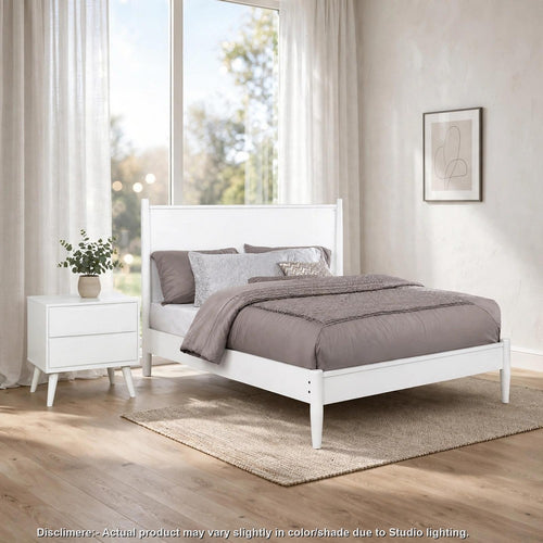 Full Bedroom Set, White, 2 Piece Set with Nightstand