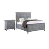 Full Bedroom Set, Gray and Chrome, 2 Piece Set with Nightstand