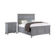 Full Bedroom Set, Gray and Chrome, 2 Piece Set with Nightstand