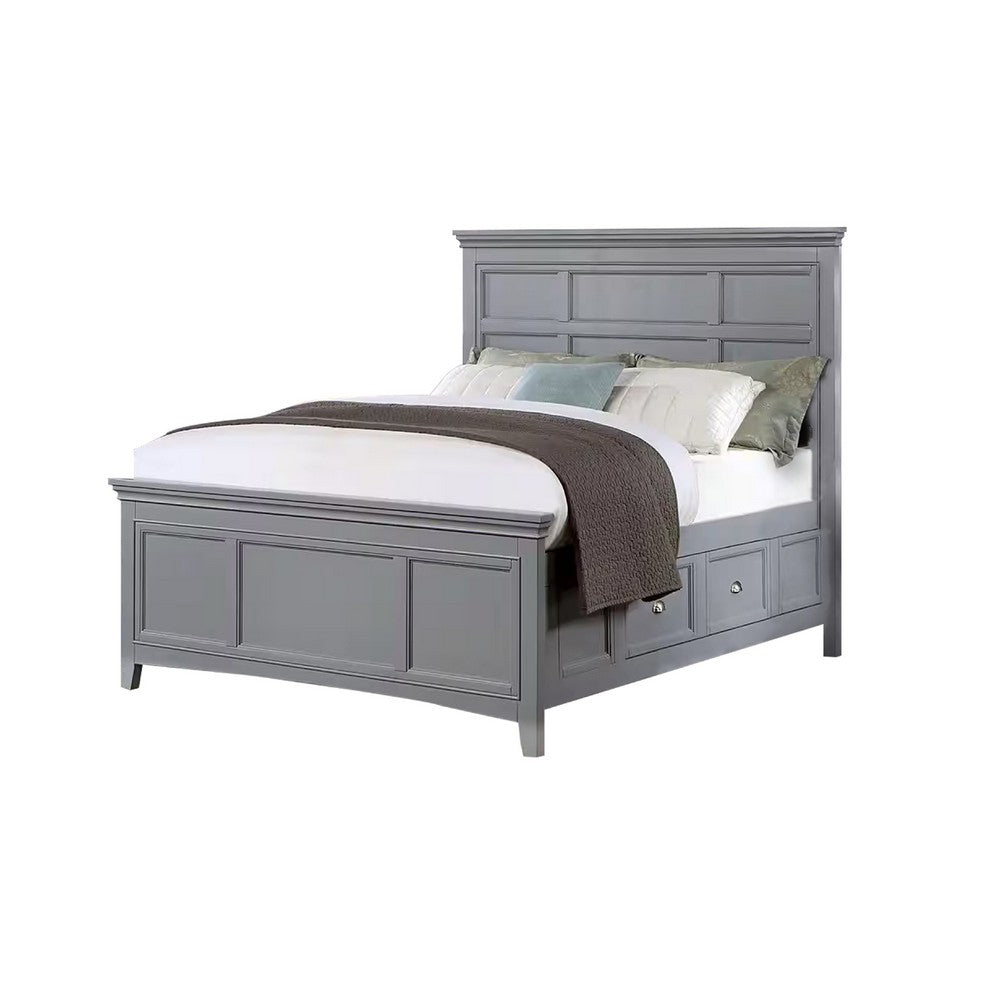 Full Bedroom Set, Gray and Chrome, 2 Piece Set with Nightstand