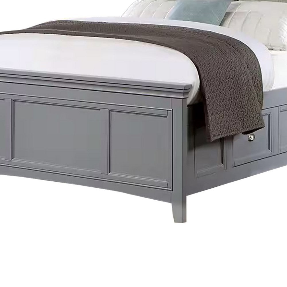 Full Bedroom Set, Gray and Chrome, 2 Piece Set with Nightstand