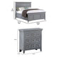 Full Bedroom Set, Gray and Chrome, 2 Piece Set with Nightstand