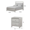 Full Bedroom Set | Champagne Silver | Gray | & Nickel | 2 Piece Set with Nightst&