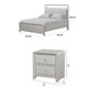 Full Bedroom Set | Champagne Silver | Gray | & Nickel | 2 Piece Set with Nightst&