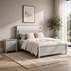 Full Bedroom Set | Champagne Silver | Gray | & Nickel | 2 Piece Set with Nightst&