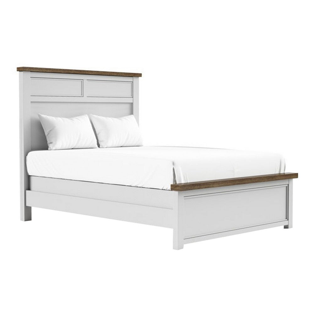 Full Bedroom Set | White | Dark Brown | & Nickel | 2 Piece Set with Nightst&