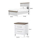 Full Bedroom Set | White | Dark Brown | & Nickel | 2 Piece Set with Nightst&