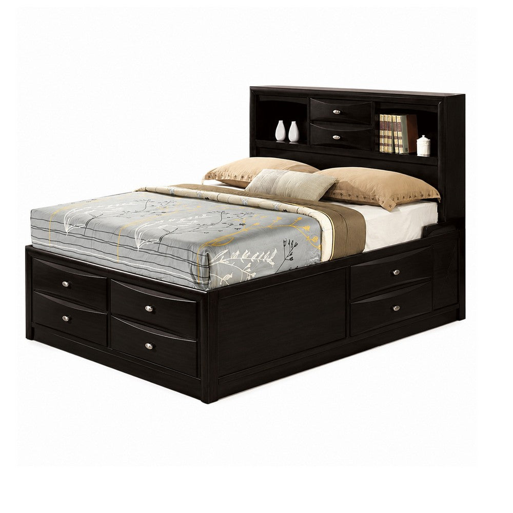 Full Bedroom Set, Black and Nickel, 2 Piece Set with Nightstand