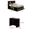 Full Bedroom Set, Black and Nickel, 2 Piece Set with Nightstand