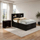 Full Bedroom Set, Black and Nickel, 2 Piece Set with Nightstand