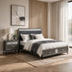 Full Bedroom Set | Gray | Black | & Silver | 2 Piece Set with Nightst&