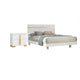Full Bedroom Set, White and Gold, 2 Piece Set with Nightstand