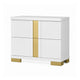 Full Bedroom Set, White and Gold, 2 Piece Set with Nightstand