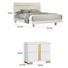 Full Bedroom Set, White and Gold, 2 Piece Set with Nightstand