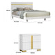 Full Bedroom Set, White and Gold, 2 Piece Set with Nightstand