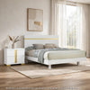 Full Bedroom Set, White and Gold, 2 Piece Set with Nightstand
