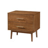 Full Bedroom Set, Walnut Brown and Nickel, 2 Piece Set with Nightstand