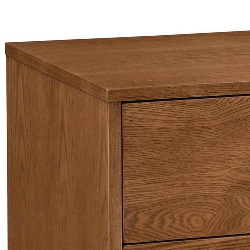 Full Bedroom Set, Walnut Brown and Nickel, 2 Piece Set with Nightstand