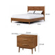 Full Bedroom Set, Walnut Brown and Nickel, 2 Piece Set with Nightstand