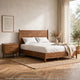 Full Bedroom Set, Walnut Brown and Nickel, 2 Piece Set with Nightstand