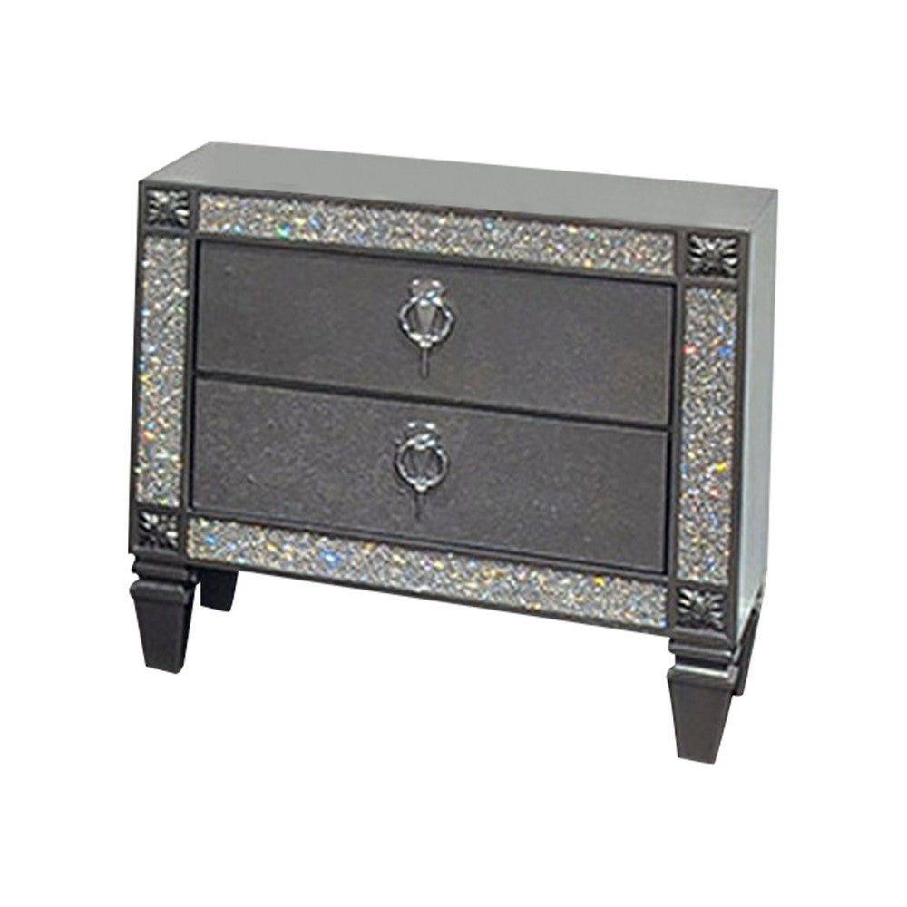 Full Bedroom Set | Gray & Nickel | 2 Piece Set with Nightst&