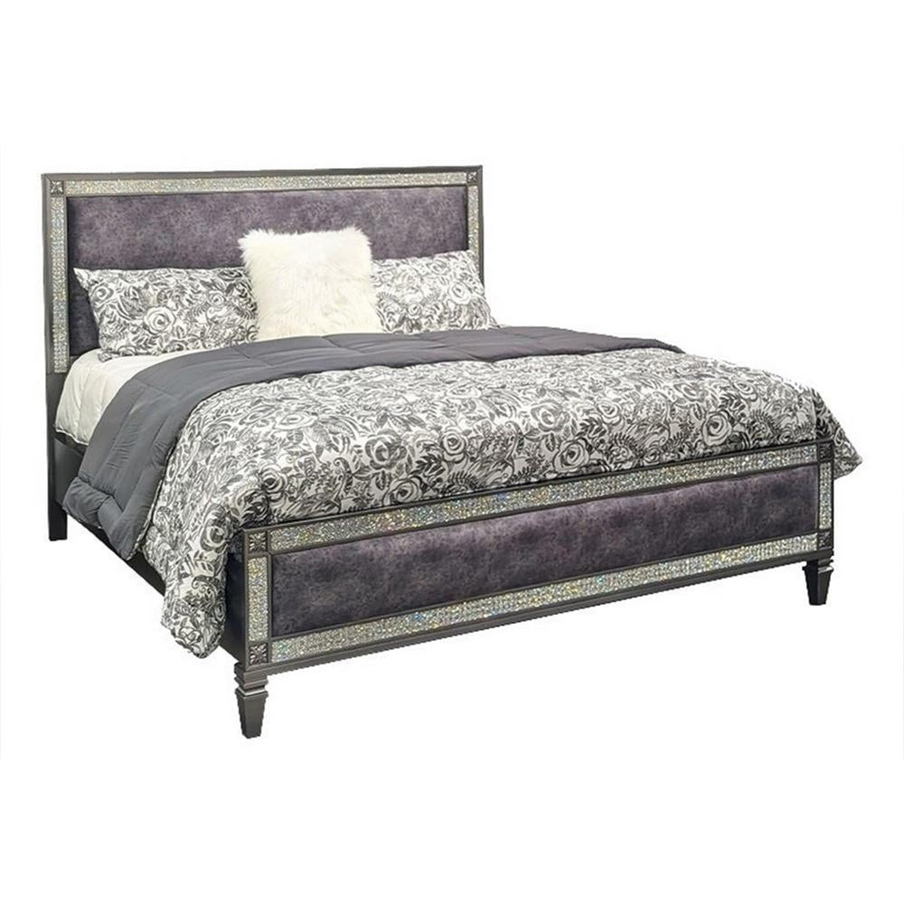 Full Bedroom Set | Gray & Nickel | 2 Piece Set with Nightst&