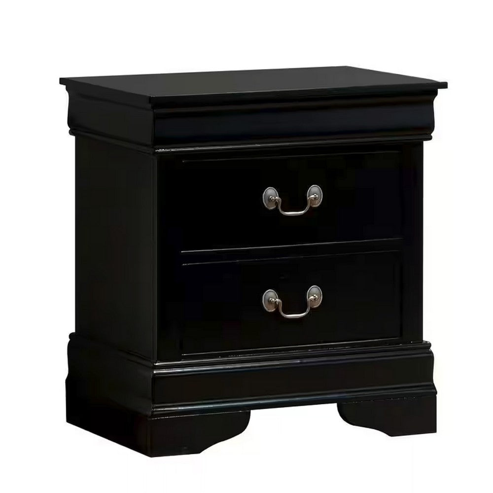 Full Bedroom Set | Black & Nickel | 2 Piece Set with Nightst&