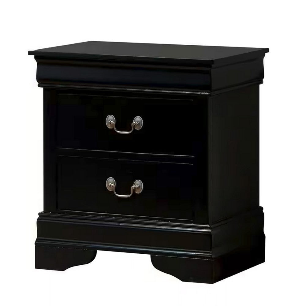 Full Bedroom Set | Black & Nickel | 2 Piece Set with Nightst&