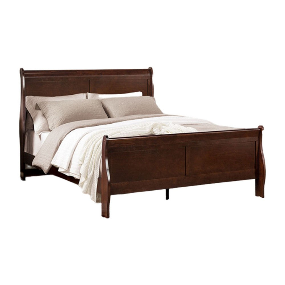 Full Bedroom Set | Cherry Brown & Bronze | 2 Piece Set with Nightst&