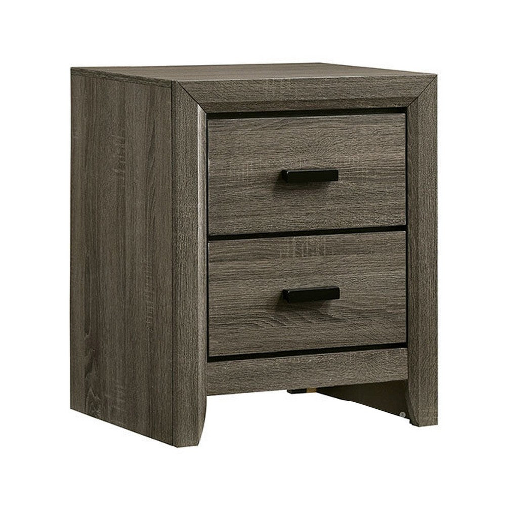 Full Bedroom Set | Gray & Black | 2 Piece Set with Nightst&