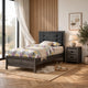 Full Bedroom Set | Gray & Black | 2 Piece Set with Nightst&