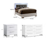 Full Bedroom Set | White & Gray | 3 Piece Set with Dresser & Nightst&