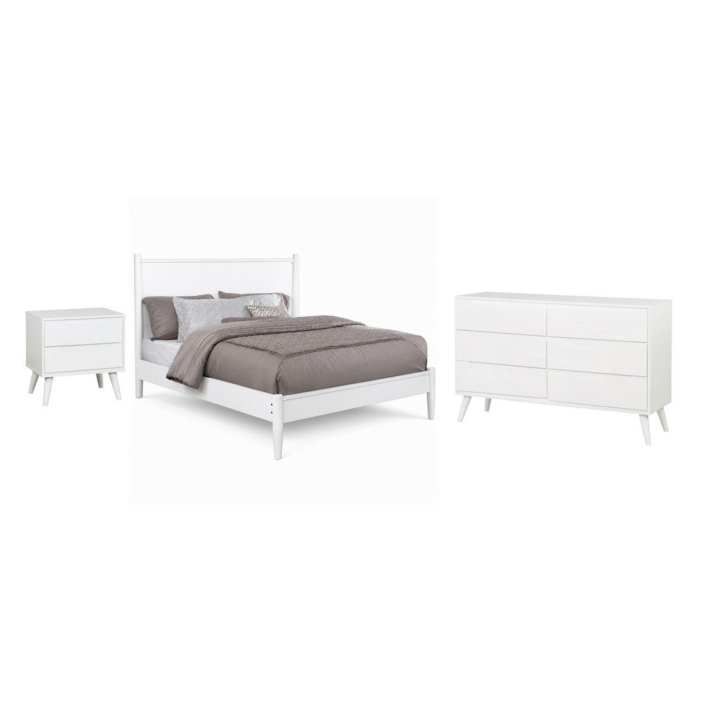 Full Bedroom Set | White | 3 Piece Set with Dresser & Nightst&