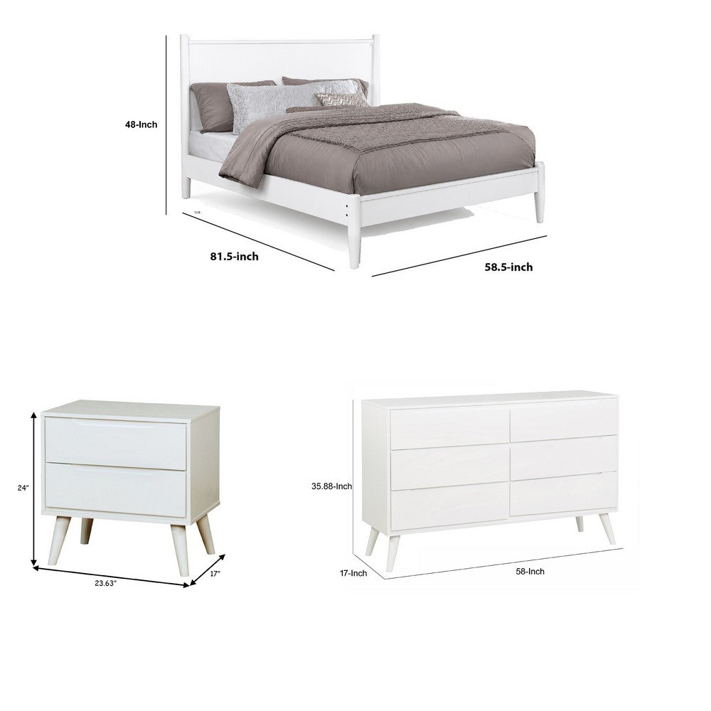 Full Bedroom Set | White | 3 Piece Set with Dresser & Nightst&