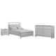 Full Bedroom Set | Champagne Gray | Nickel | & Silver | 3 Piece Set with Dresser & Nightst&