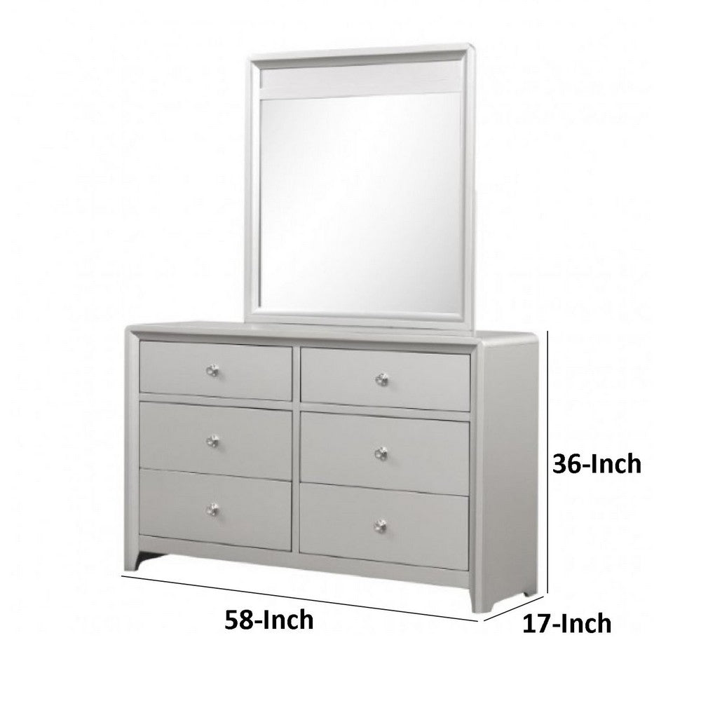 Full Bedroom Set | Champagne Gray | Nickel | & Silver | 3 Piece Set with Dresser & Nightst&