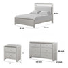 Full Bedroom Set | Champagne Gray | Nickel | & Silver | 3 Piece Set with Dresser & Nightst&