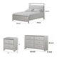 Full Bedroom Set | Champagne Gray | Nickel | & Silver | 3 Piece Set with Dresser & Nightst&