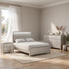 Full Bedroom Set | Champagne Gray | Nickel | & Silver | 3 Piece Set with Dresser & Nightst&