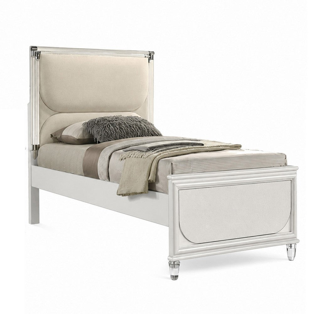 Full Bedroom Set | Pearl White & Clear | 3 Piece Set with Dresser & Nightst&
