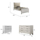 Full Bedroom Set | Pearl White & Clear | 3 Piece Set with Dresser & Nightst&