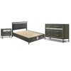 Full Bedroom Set | Gray | Silver | & Black | 3 Piece Set with Dresser & Nightst&