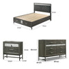 Full Bedroom Set | Gray | Silver | & Black | 3 Piece Set with Dresser & Nightst&