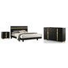Full Bedroom Set | Black & Gold | 3 Piece Set with Dresser & Nightst&