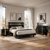 Full Bedroom Set | Black & Gold | 3 Piece Set with Dresser & Nightst&