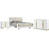 Full Bedroom Set | White & Gold | 3 Piece Set with Dresser & Nightst&