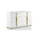 Full Bedroom Set | White & Gold | 3 Piece Set with Dresser & Nightst&
