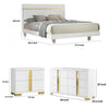 Full Bedroom Set | White & Gold | 3 Piece Set with Dresser & Nightst&