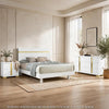 Full Bedroom Set | White & Gold | 3 Piece Set with Dresser & Nightst&